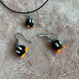 bobomb earrings and necklace set nintendo